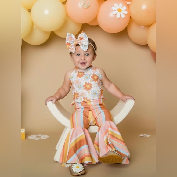 Groovy 1st Birthday Outfit! Bell Bottom Pants, Halter Top and Headband! - Picture 3 of 3
